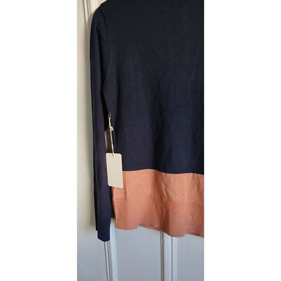 41 hawthorn womens medium fine wool sweater cardigan blue rose gold colorblock - Picture 5 of 8